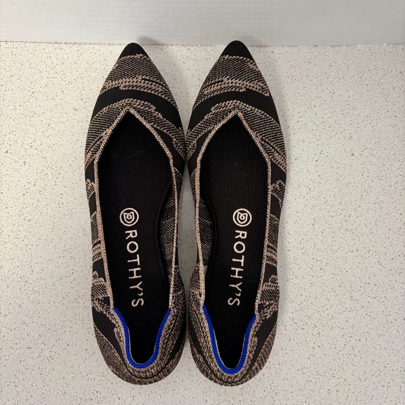 Rothy's The Point Flats Black and Gold Shimmer H4 - Picture 5 of 9